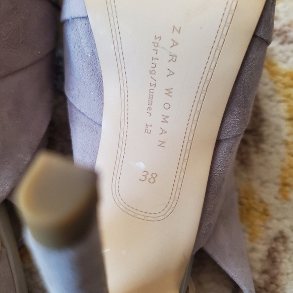 Zara Slingback peep toe heel in grey 38/7.5 - Picture 5 of 12